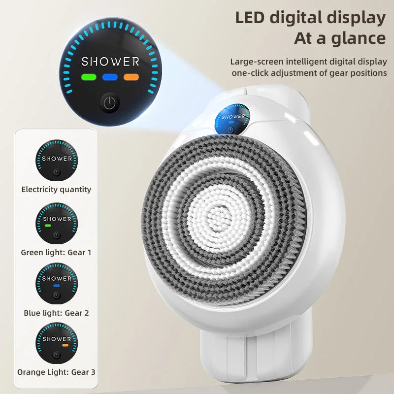 Electric Back Scrubber for Shower - Wall Mounted Exfoliating Brush, Hands-Free A